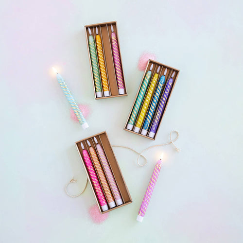 Glitterville - Glitterville Rainbow Candle, Boxed St/4, 3 Asst, 10