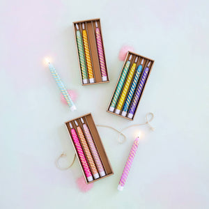 Glitterville - Glitterville Rainbow Candle, Boxed St/4, 3 Asst, 10"