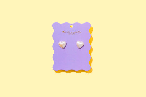 Stud Earrings - Pearl Hearts - Meredith