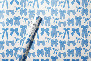 Blue Bows Wrapping Paper Roll
