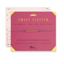 Lucky Feather - 16th Milestone Birthday Bracelet - A Bead for Each Year: Yellow Gold