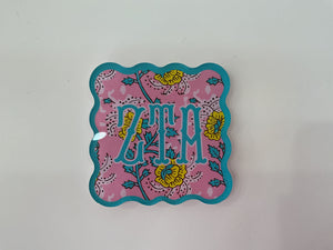 Zeta Tau Alpha- Sorority Block Print Acrylic Coasters - 1 Coaster