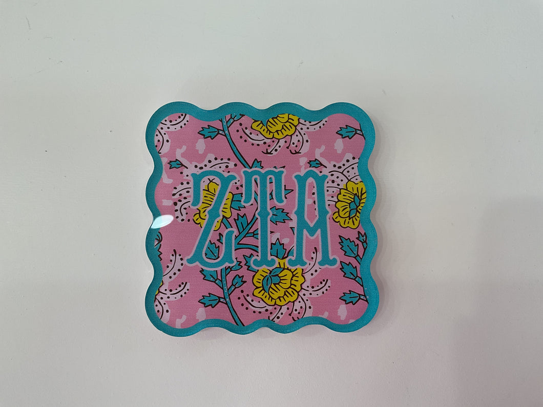 Zeta Tau Alpha- Sorority Block Print Acrylic Coasters - 1 Coaster