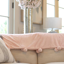 The Royal Standard - Cozy Pom Pom Throw   Light Pink   50x60