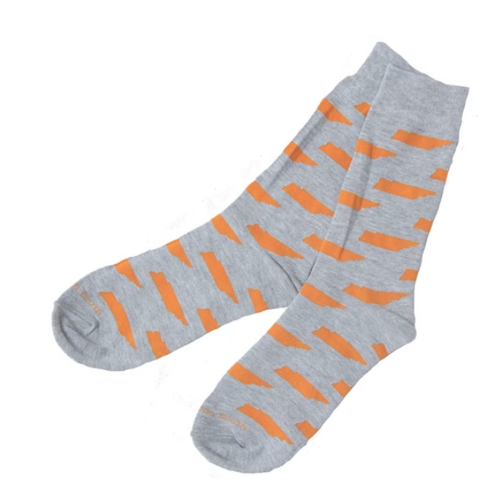 Barrel Down South - Grey and Orange TN Socks