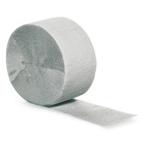 Bulk Party Decor - Bulk Shimmering Silver Crepe Streamer 81 ft (12 per Case)