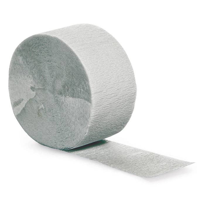 Bulk Party Decor - Bulk Shimmering Silver Crepe Streamer 81 ft (12 per Case)