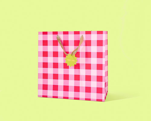 Taylor Elliott Designs - Gift Bags - Red + Pink Gingham - Assorted Sizes: Large