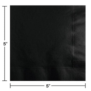 Bulk Party Decor - Black Velvet Beverage Napkins 3 ply, 50/Pkg