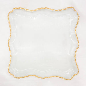The Royal Standard - Montague Square Serving Tray   Clear/Gold   12x12