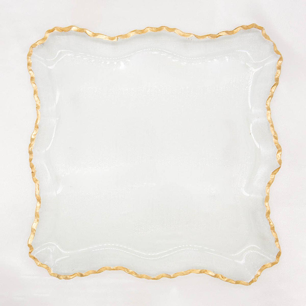 The Royal Standard - Montague Square Serving Tray   Clear/Gold   12x12