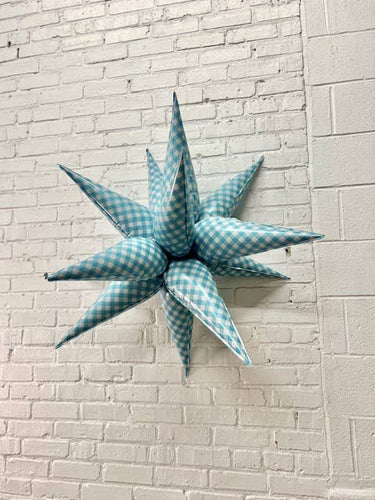 Burst Party Co - Blue Gingham Starburst Balloon 40