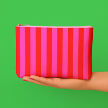 Cute pouch + cosmetic bag | pink & red stripe
