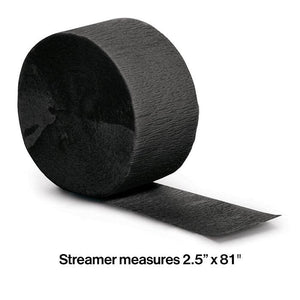Bulk Party Decor - Black Velvet Crepe Streamer 81 ft, 1/Pkg