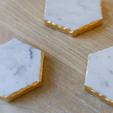 The Royal Standard - Vernazza Marble Coasters   White/Gold   4x4 Set of 4