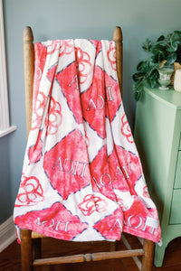 Gracefully Made Art - Alpha Omicron Pi Flannel Fleece Blanket, Sorority