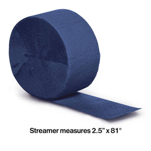 Bulk Party Decor - Navy Crepe Streamer 81 ft, 1/Pkg