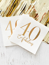 EnFete, LLC - 40 and Fabulous Cocktail Napkins - Gold Glitter on White