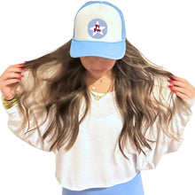 Alpha Omicron Pi - Sorority 2-Tone Trucker Hat - Choose your Design/Pattern: 3-Stripe love (rectangle) / Alpha Omicron Pi - Red Hat