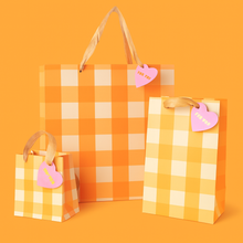Taylor Elliott Designs - Gift Bags - Orange Gingham - Assorted Sizes: Small