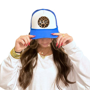Alpha Delta Pi - Sorority 2-Tone Trucker Hat - Choose your Design/Pattern: 3-Stripe love (rectangle) / Alpha Delta Pi - Lt. Blue Hat