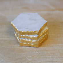 The Royal Standard - Vernazza Marble Coasters   White/Gold   4x4 Set of 4