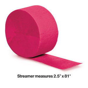 Bulk Party Decor - Hot Magenta Crepe Streamer 81 ft, 1/Pkg