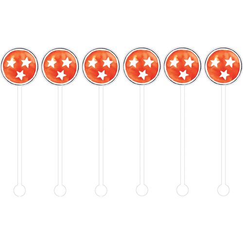 Barrel Down South - Tennessee Orange Tri Star Cocktail Stick Stirrer - Set of 6