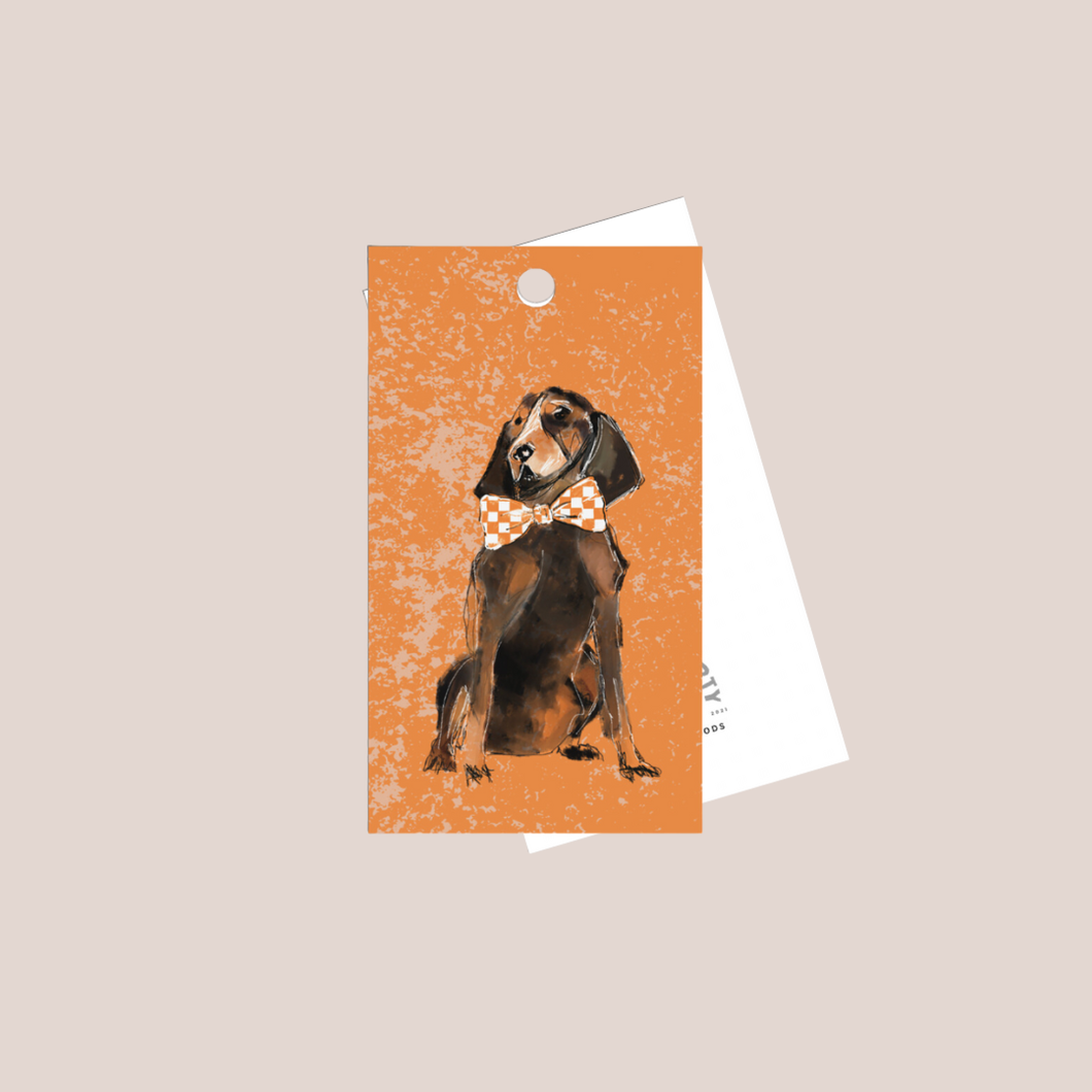 Hound Dog Wearing a Checkerboard Bow Tie Gift Tags