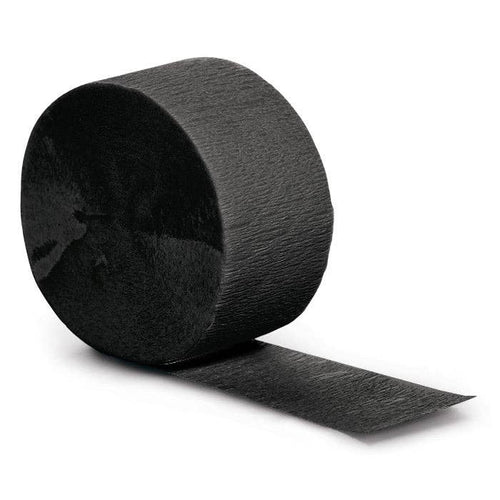 Bulk Party Decor - Black Velvet Crepe Streamer 81 ft, 1/Pkg