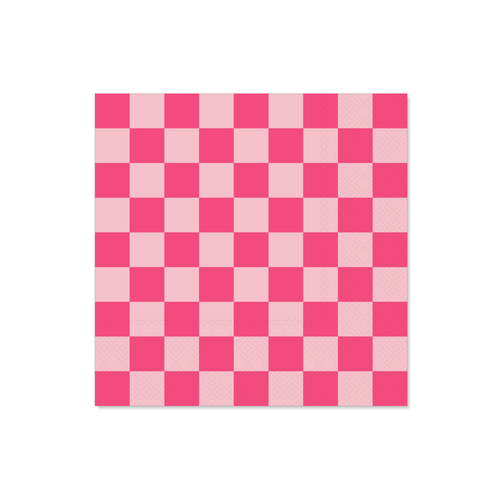 PINK SIGNATURE CHECKER LARGE NAPKINS