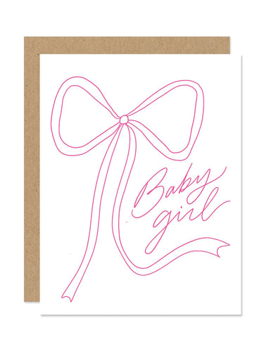 Pink Bow Baby Girl Card