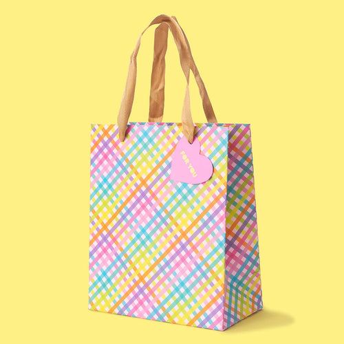 Gift Bags - Colorful Gingham - Assorted Sizes to Choose From: Medium