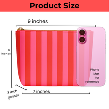 Cute pouch + cosmetic bag | pink & red stripe