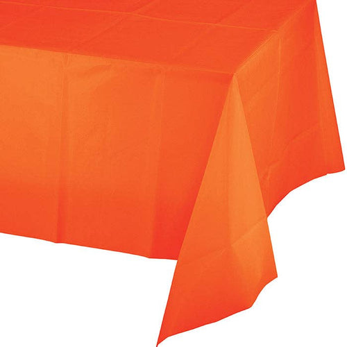Bulk Party Decor - Sunkissed Orange Value Friendly Plastic Table Cover, 1/Pkg