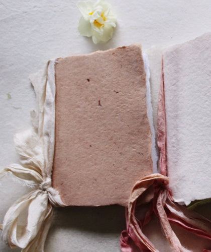 Notebooks - II: Rose paper with soft cloud silk ribbon