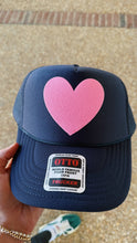 La Fête Goods - Happy Heart Trucker Hat: Olive + pink