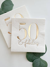 EnFete, LLC - 50 and Fabulous Cocktail Napkins Gold Foil on White - 50th Birthday Party Napkins Set of 16