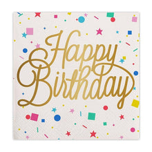 Angle - Foil Beverage Napkins - Happy Birthday Confetti