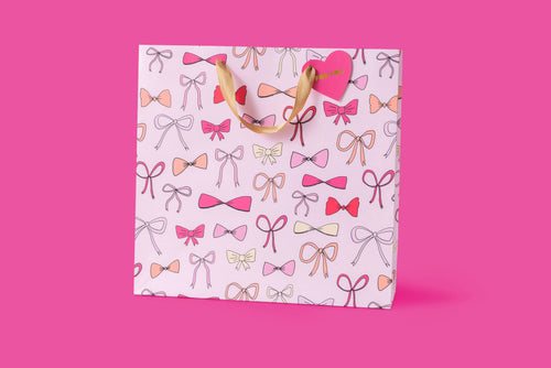 Gift Bags - Pink Bows - Assorted Sizes to Choose From: Large
