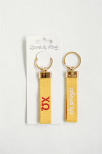 Gracefully Made Art - Chi Omega Embroidered Keychain, Sorority