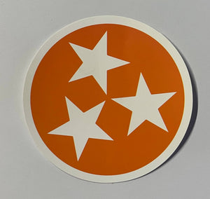 Barrel Down South - Orange/White Tennessee Tri Star Sticker