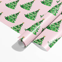 Gert & Co - Pink Christmas Gift Wrap | Christmas Trees on Pink
