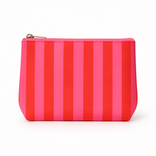 Cute pouch + cosmetic bag | pink & red stripe