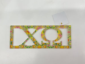 Chi Omega - Sorority Wall Sign - Patterned Greek Bar Design : Preppy Pink Lemonade / Small / Chi Omega