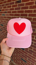 La Fête Goods - Happy Heart Trucker Hat: Olive + pink