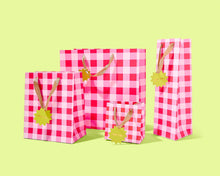 Taylor Elliott Designs - Gift Bags - Red + Pink Gingham - Assorted Sizes: Medium