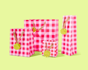 Taylor Elliott Designs - Gift Bags - Red + Pink Gingham - Assorted Sizes: Large