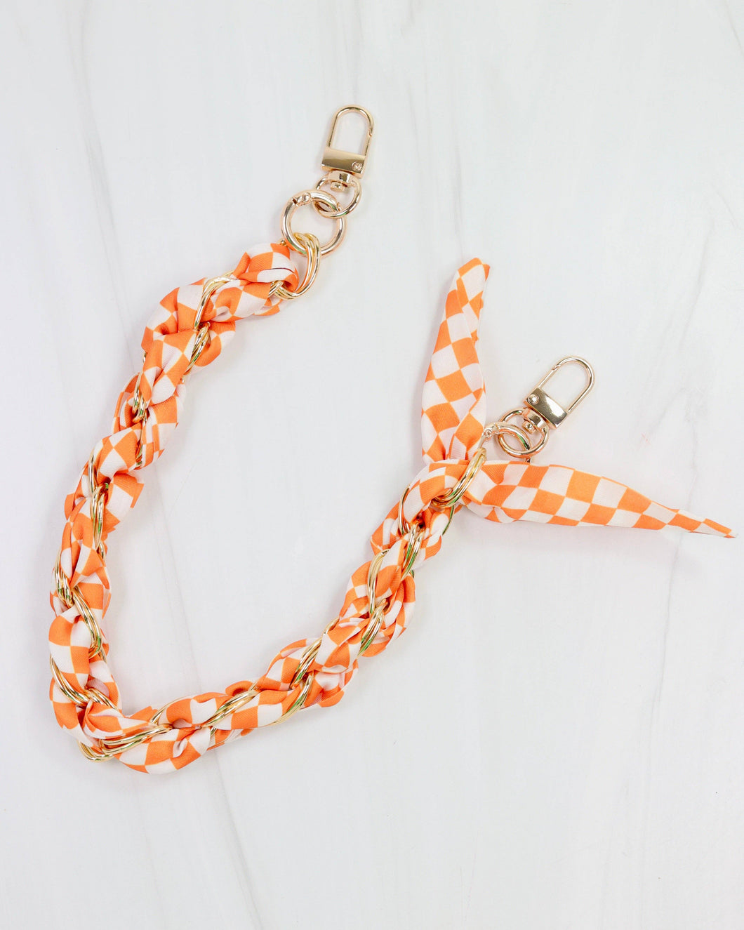 Caroline Hill - Serafina Scarf Purse Chain Orange Check: Default