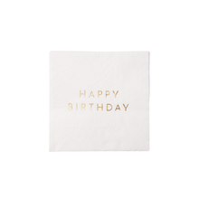 Bonjour Fête - WHITE & GOLD SIGNATURE HAPPY BIRTHDAY COCKTAIL NAPKINS